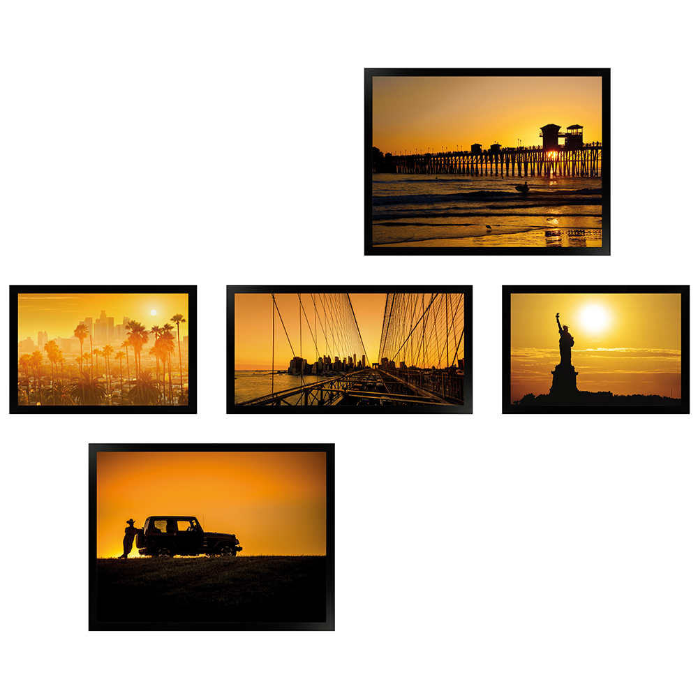 Wandgalerie H950 Schwarz mit Poster - 5er Set | Amerika Edition 2