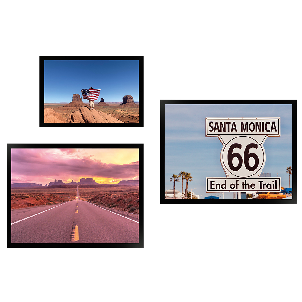 Wandgalerie H950 Schwarz mit Poster - 3er Set | Amerika Edition 4