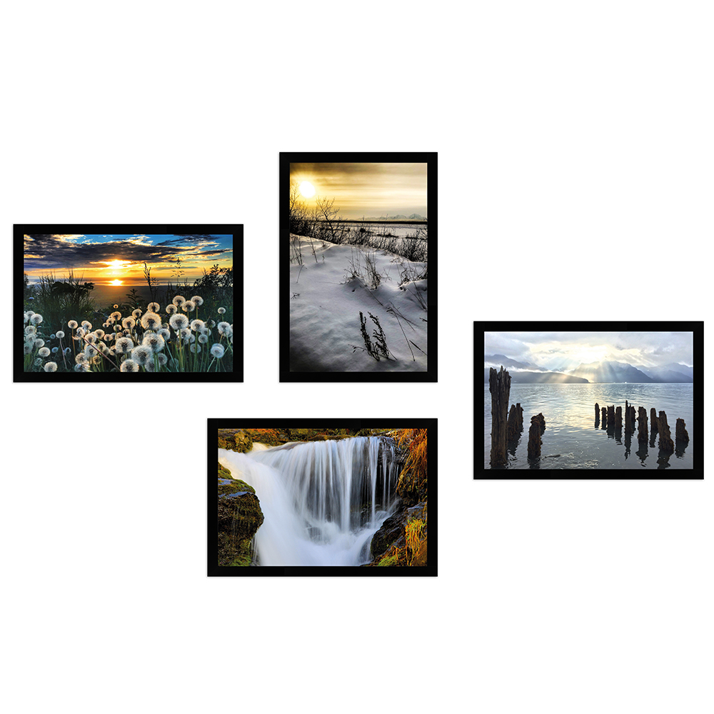 Wandgalerie H950 Schwarz mit Poster - 4er Set | Alaska Edition 2