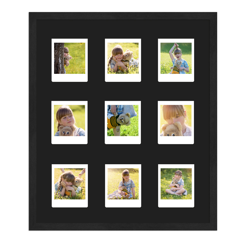 schwarzer Bilderrahmen für neun Instax Square Fotos