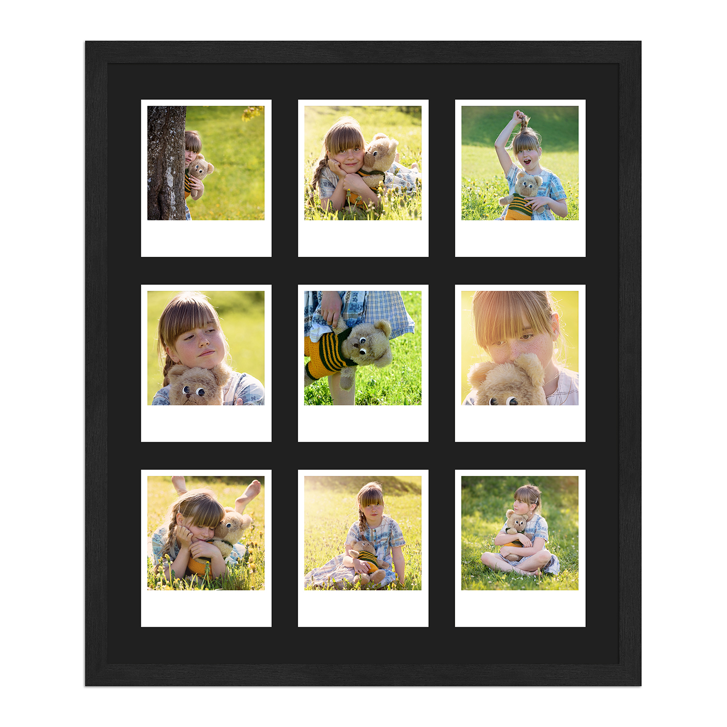Polaroid Bilderrahmen H950 mit Passepartout schwarz für 9 Polaroid Typ 600 Ausschnitte