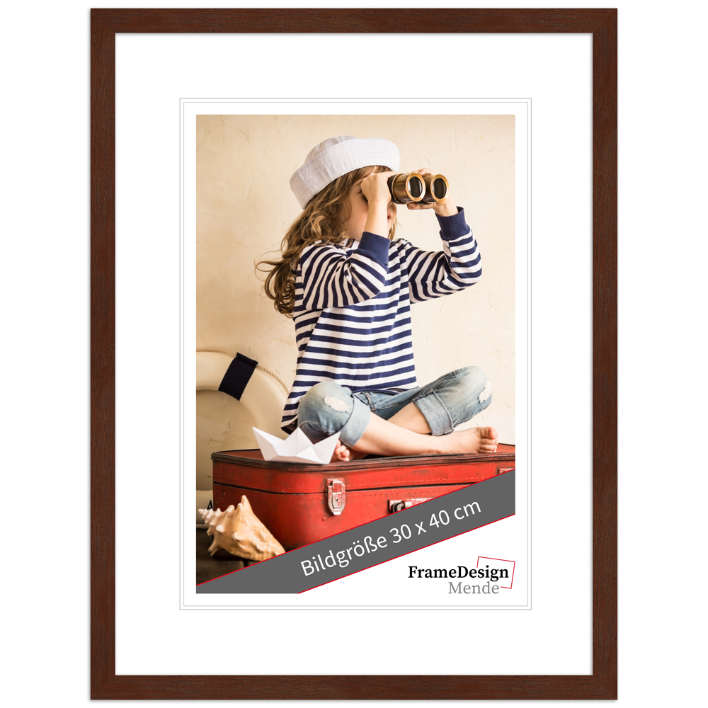 Mende Frames Bilderrahmen H950 Nussbaum 30 x 40 cm aus Holz Made in Germany