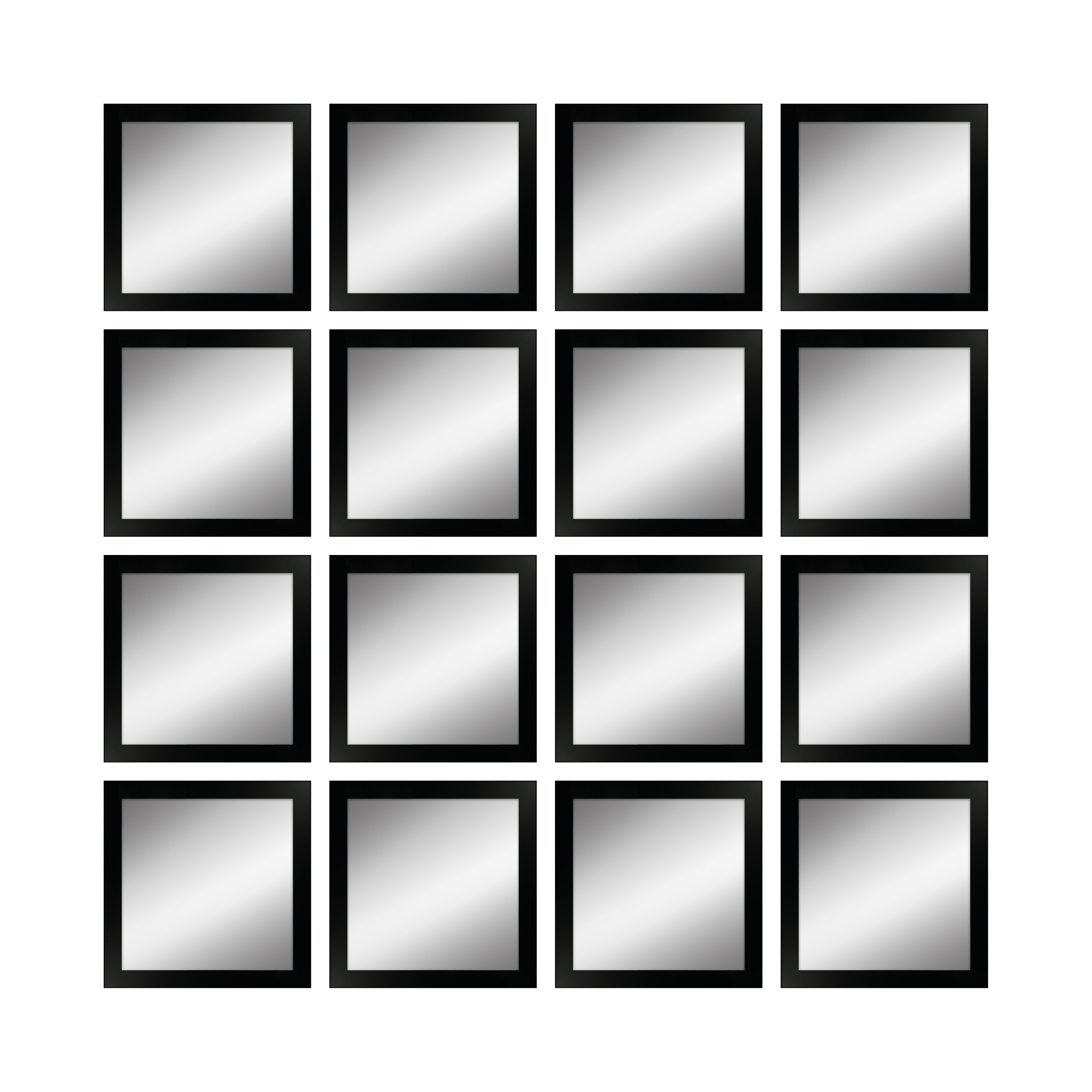 16er Spiegel-Set mit schwarzem Holzrahmen H960 | 16x 23x23 cm