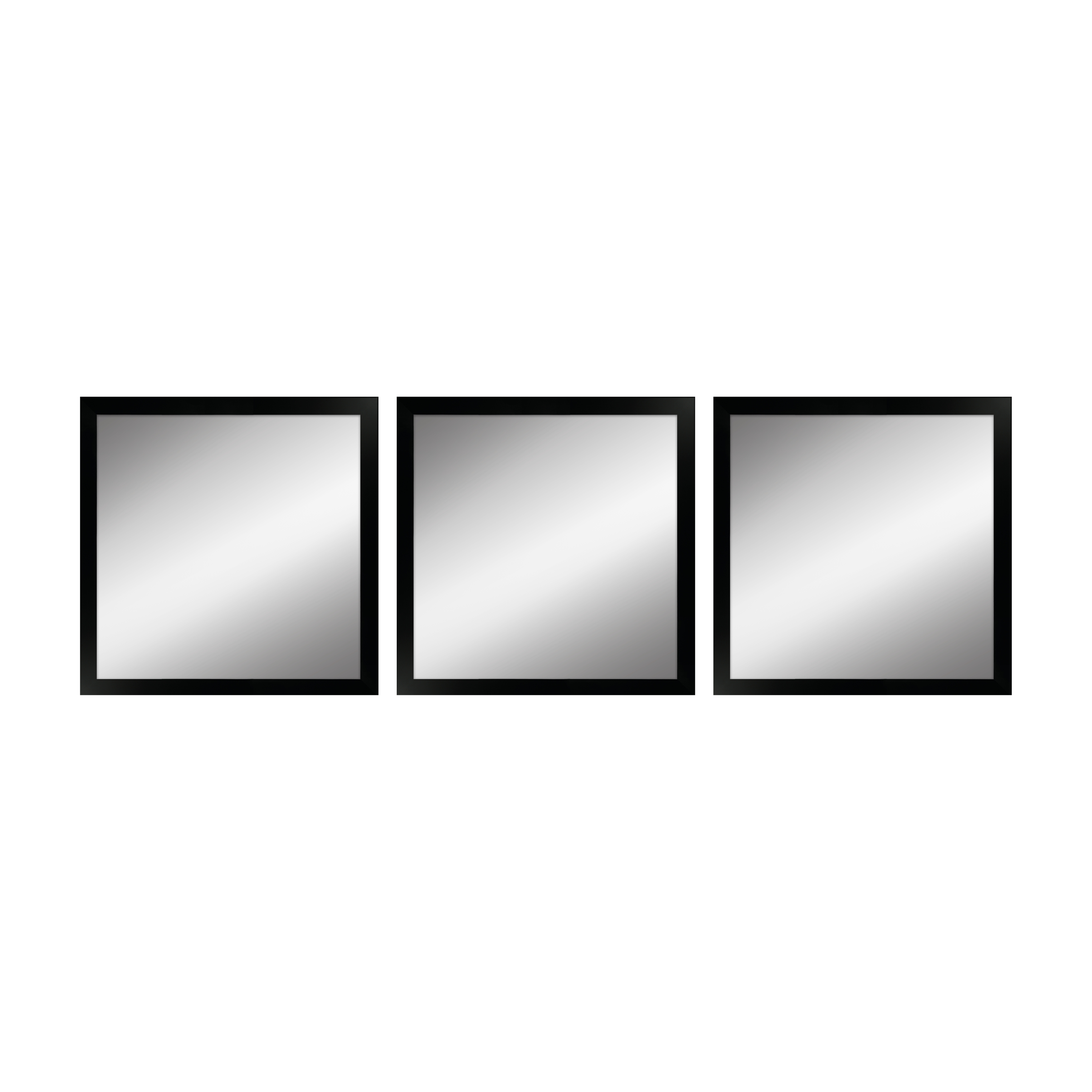 Set de 3 cms avec Miroir Mural en bois noir H960 | 3x 33x33 cm