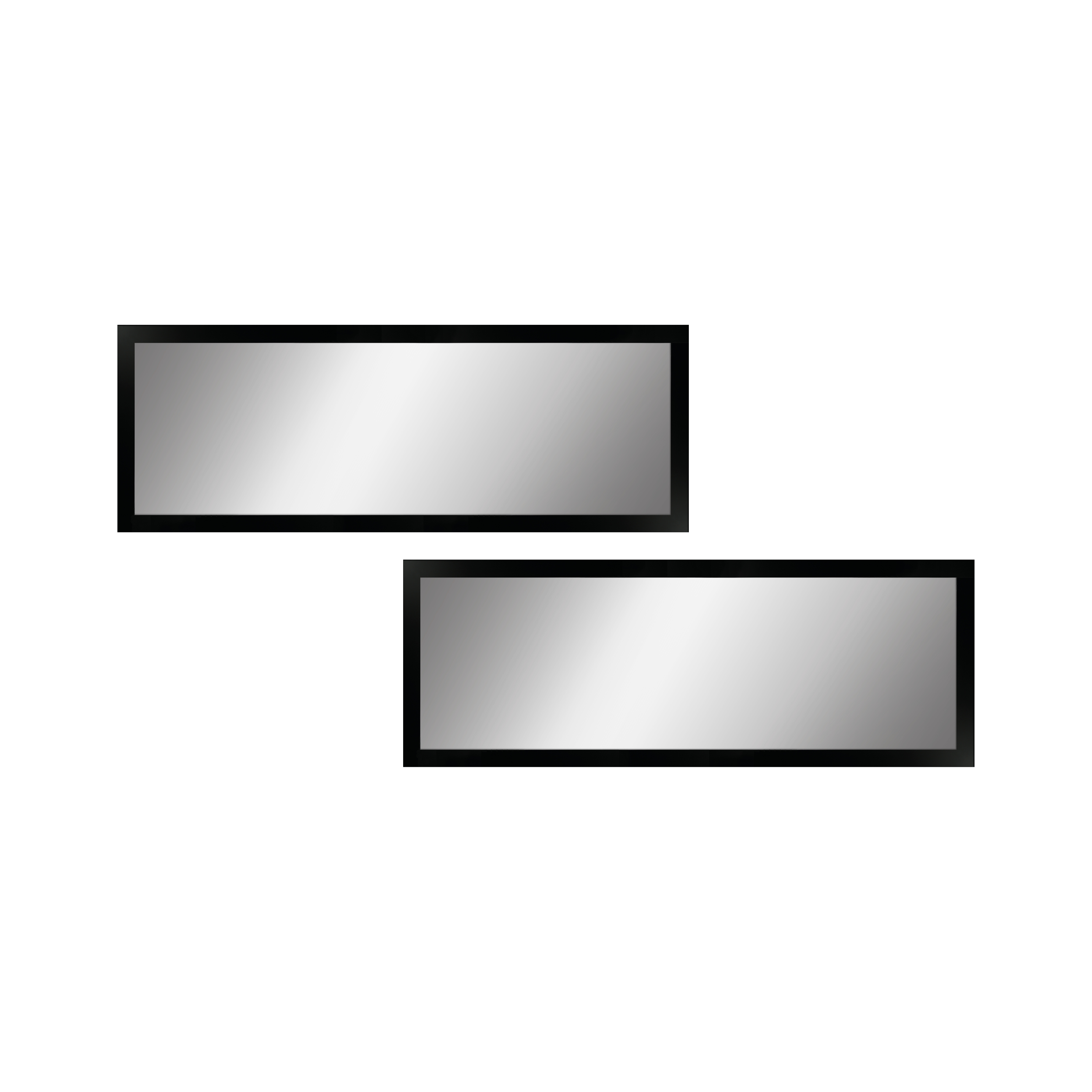 Set de 2 cms avec Miroir Mural en bois noir H960 | 2x 23x63 cm