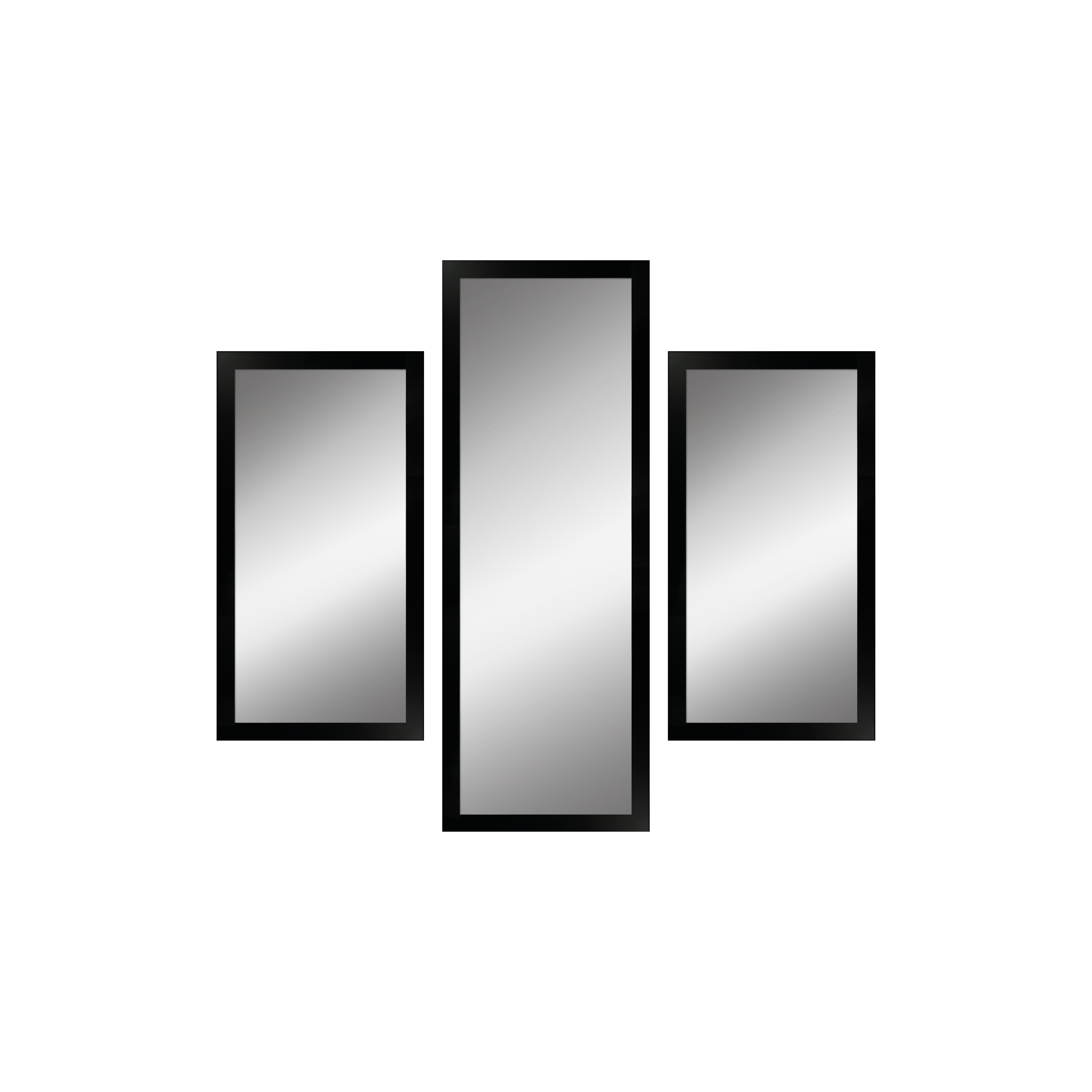 3er Spiegel-Set mit schwarzem Holzrahmen H960 | 2x 23x43 cm & 1x 23x63 cm