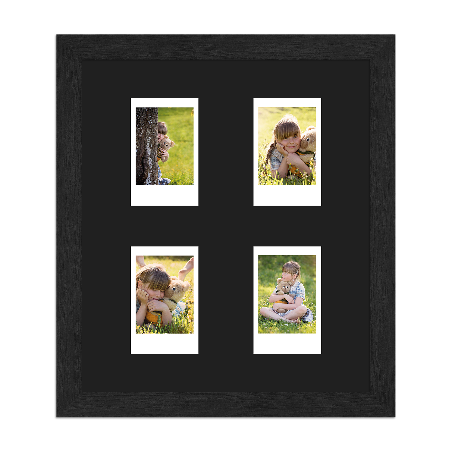 schwarzer Fotorahmen für vier Instax Mini Bilder