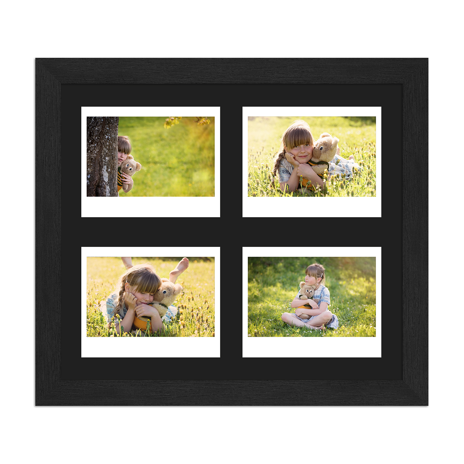 schwarzer Fotorahmen für vier Instax Wiide Bilder