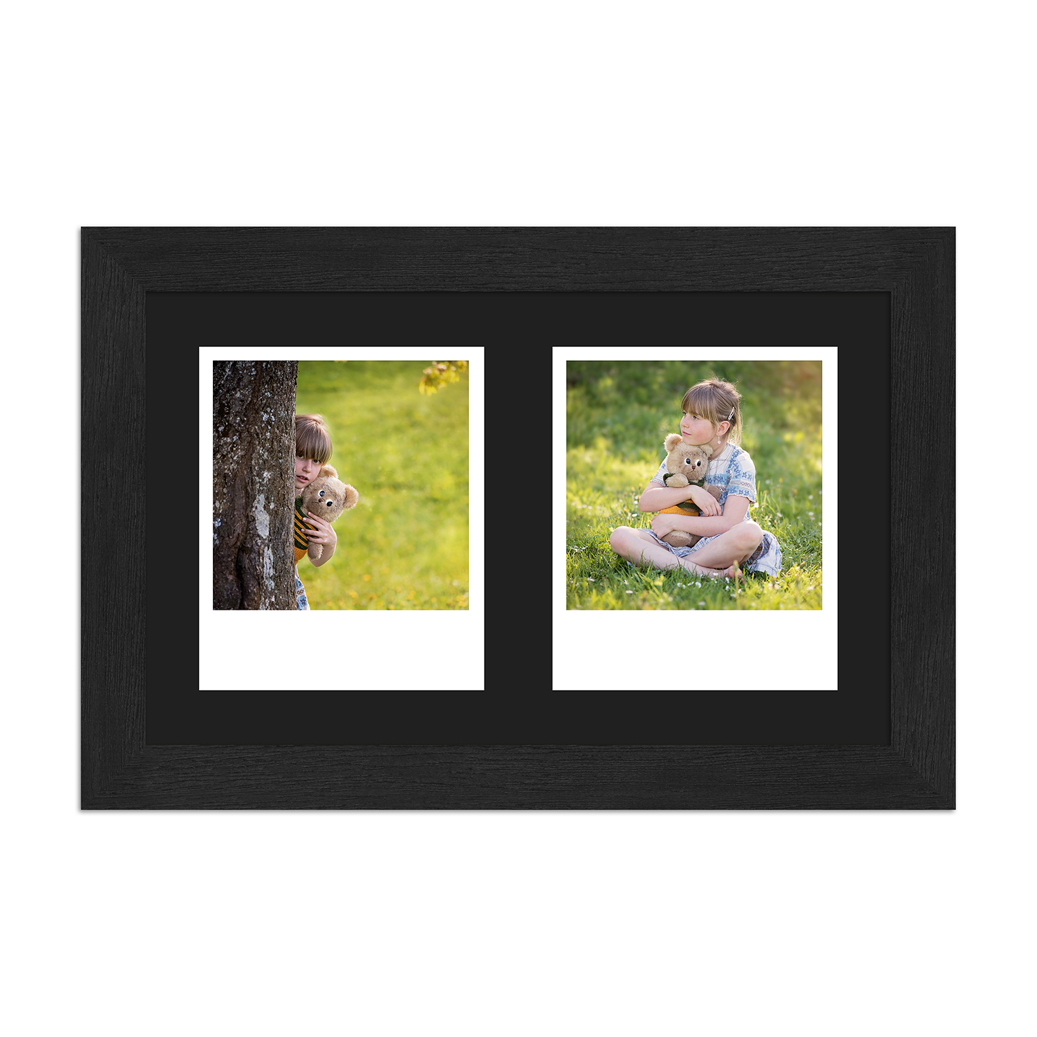 Polaroid Typ 600 Bilderrahmen H960 mit Passepartout schwarz für 2 Ausschnitte