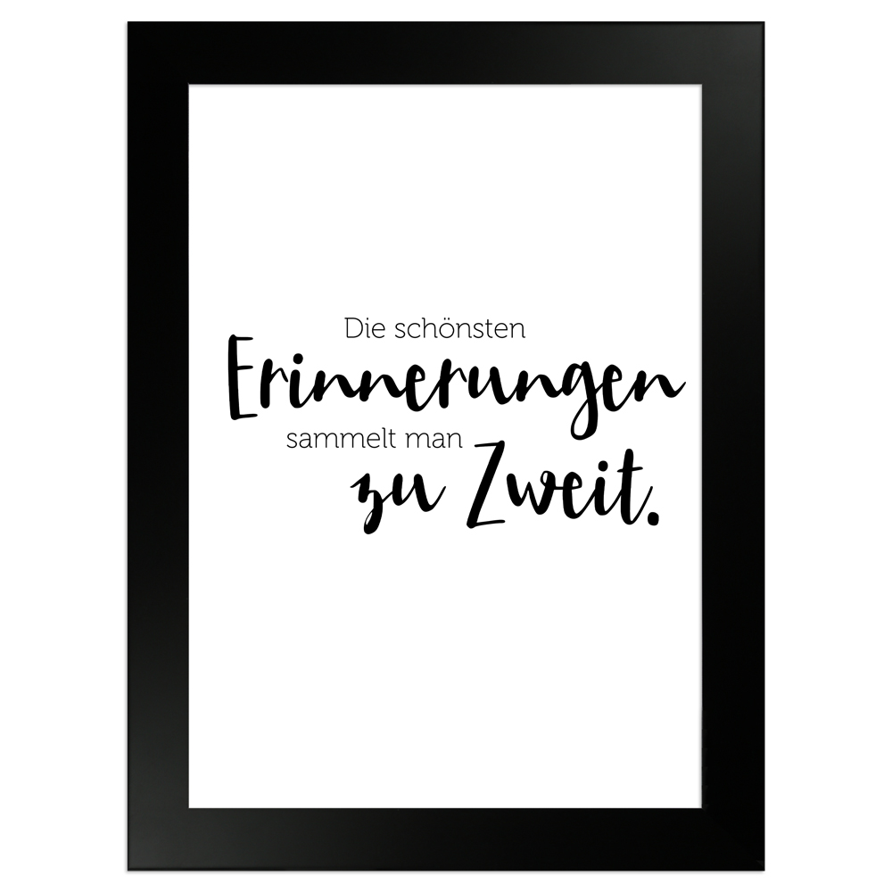 Erinnerung zu zweit - weißes Poster mit schwarzem Holzrahmen 13x18 cm