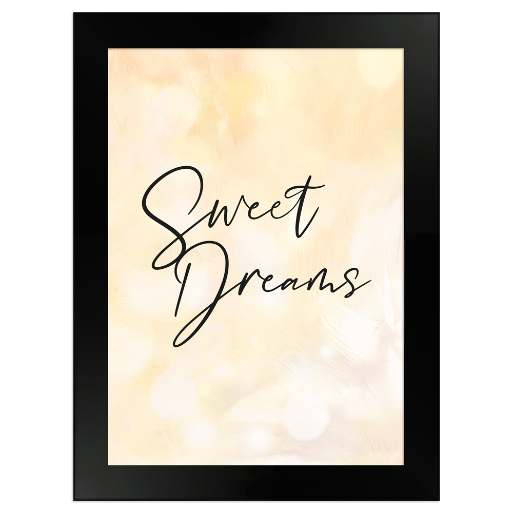 gelbes Sprüche-Poster "Sweet Dreams" Größe 13x18