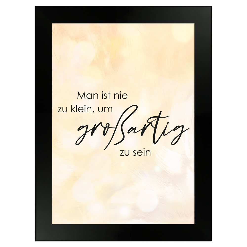 gelbes Sprüche-Poster "Großartig sein" Größe 13x18