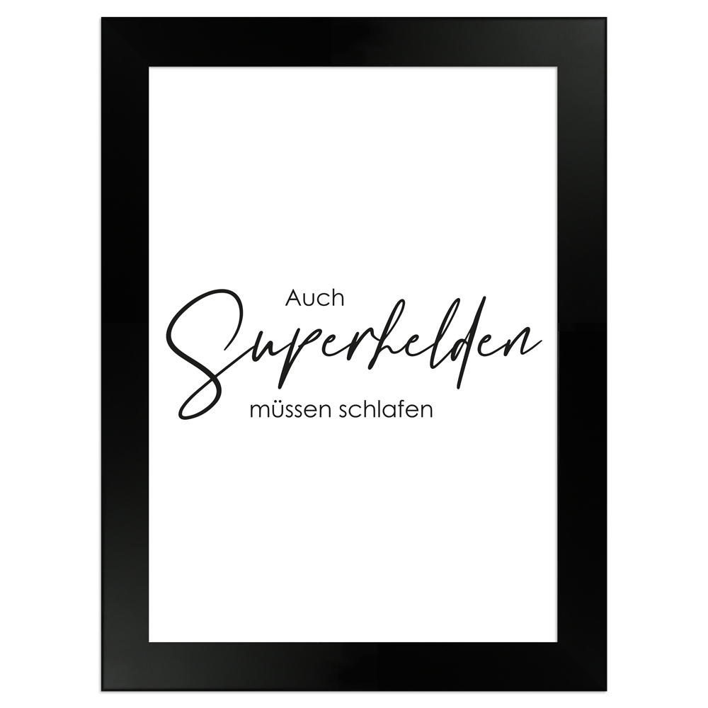 weißes Sprüche-Poster "Superhelden" Größe 13x18