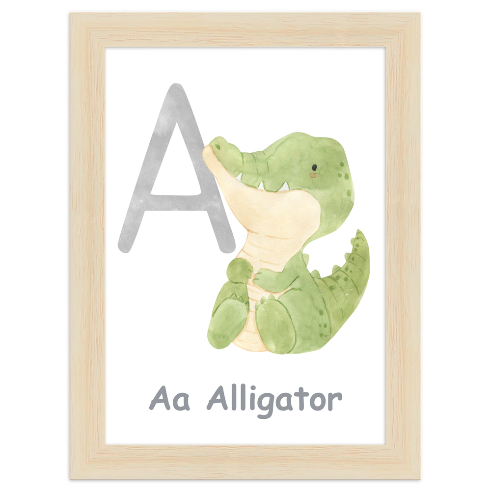 13x18 Poster des Buchstaben A mit Aquarellzeichnung eines Alligators