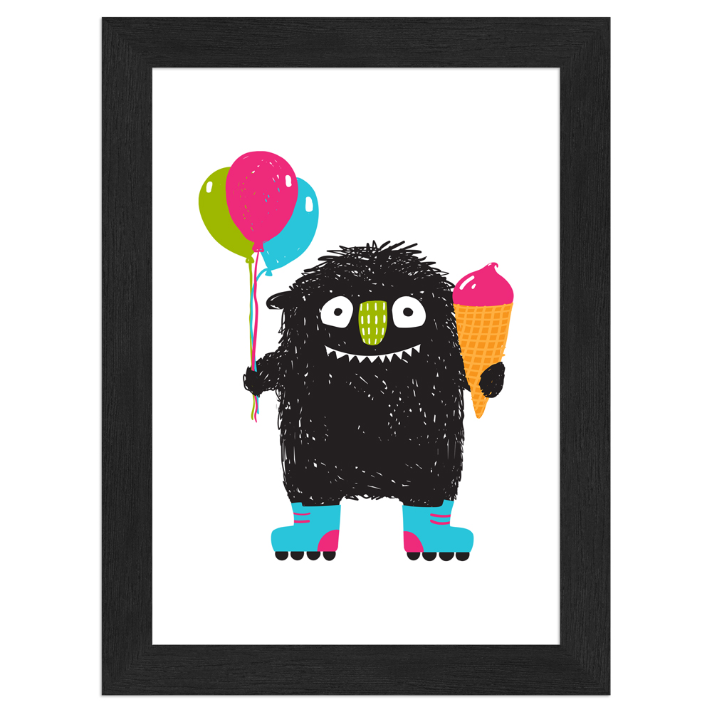 Freizeit-Monsterchen - 13x18 Poster mit schwarzem Rahmen