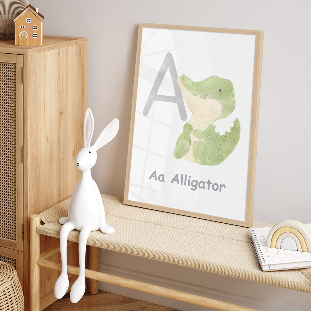 Kinderzimmer dekoriert mit Poster "A-Alligator"