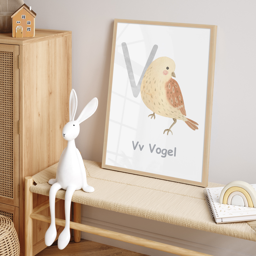 Kinderzimmer dekoriert mit Poster "V-Vogel"