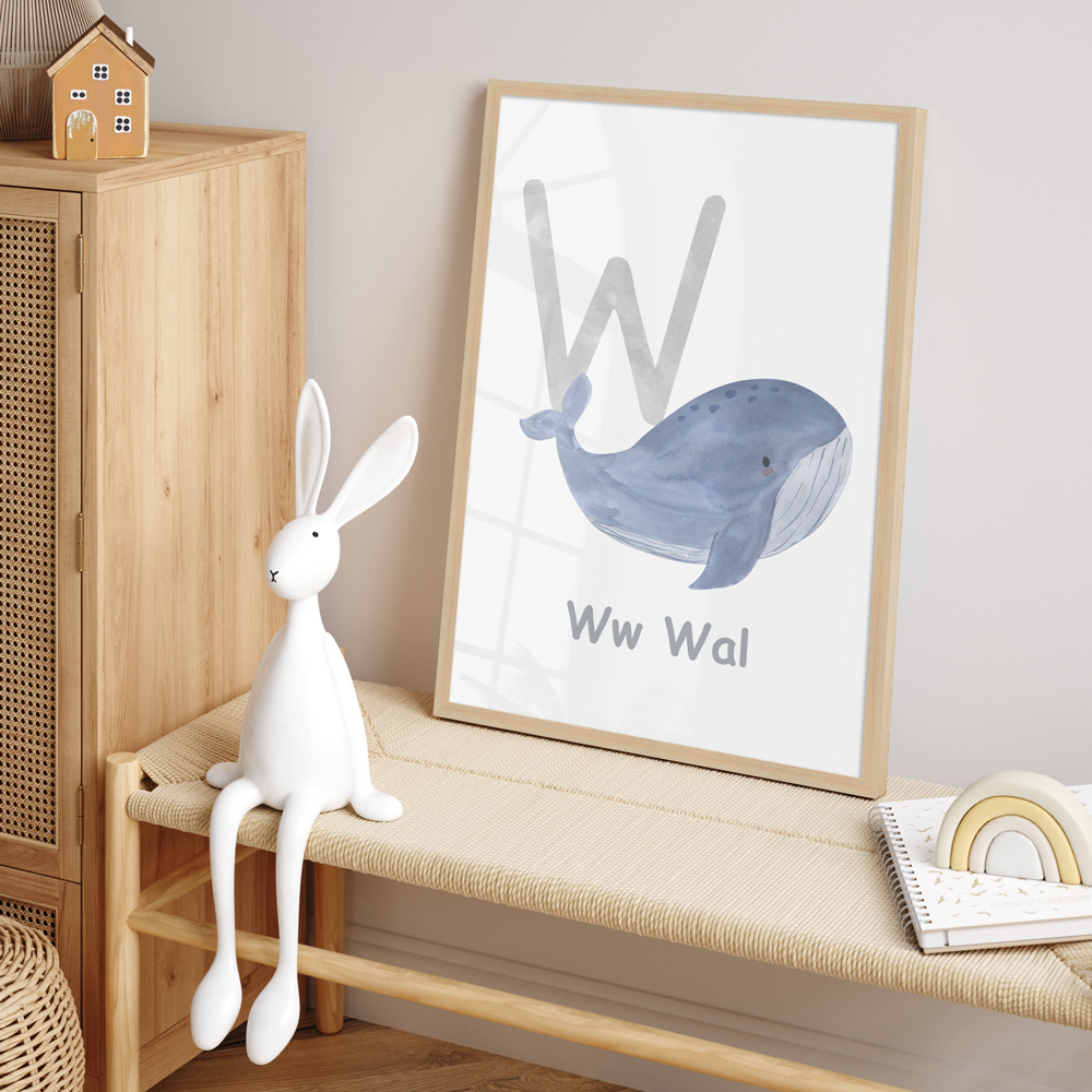 Kinderzimmer dekoriert mit Poster "W-Wal"