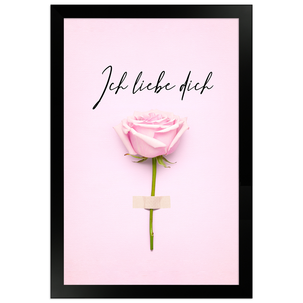 Ich liebe dich - Poster mit Holzrahmen 20x3 cm