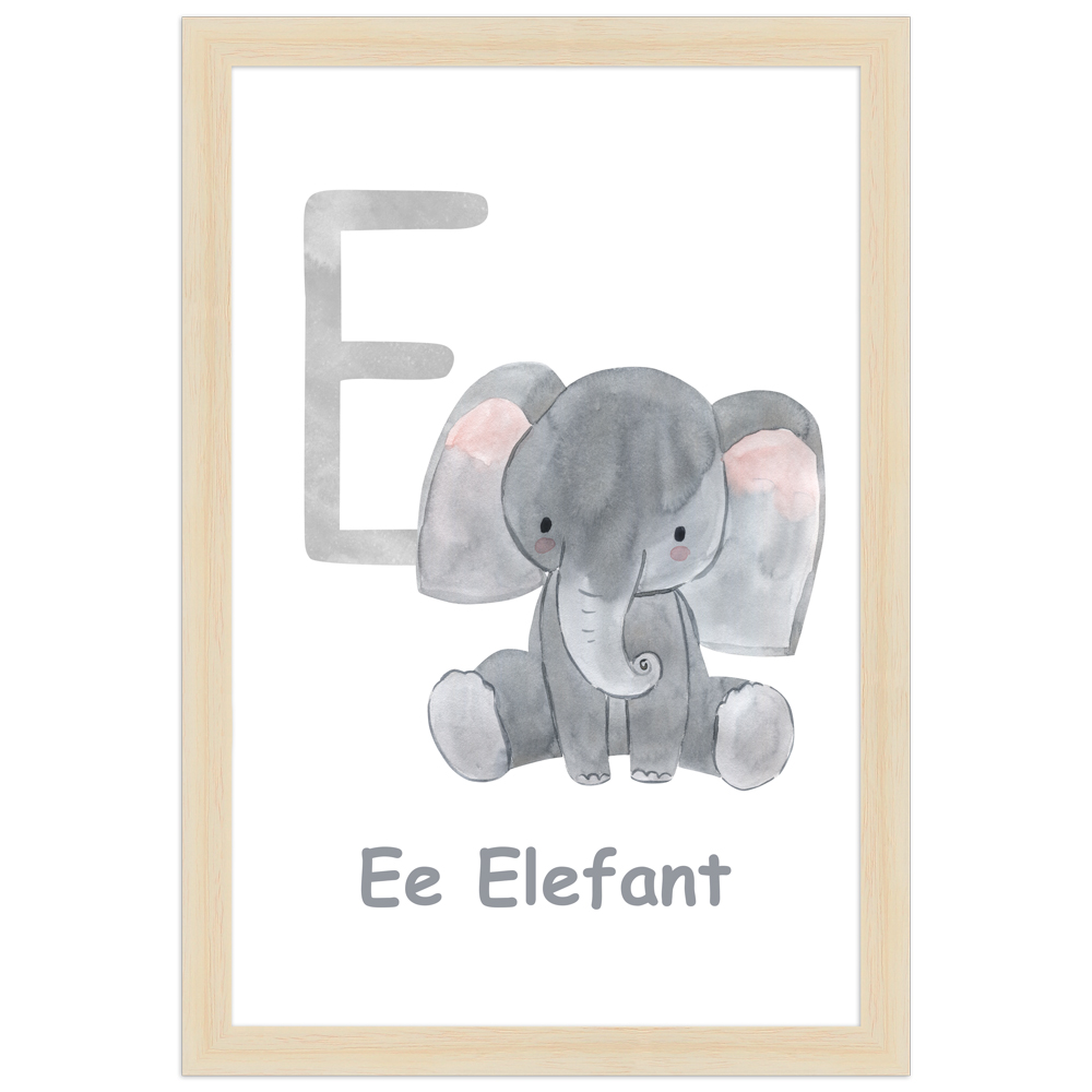 gerahmtes Poster | E - Elefant