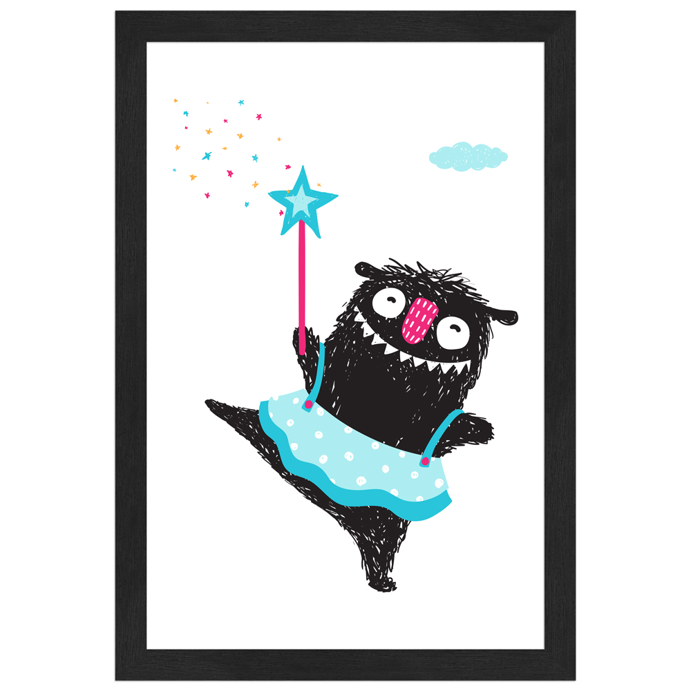 Monsterchen-Fee - 20x30 Poster mit schwarzem Rahmen