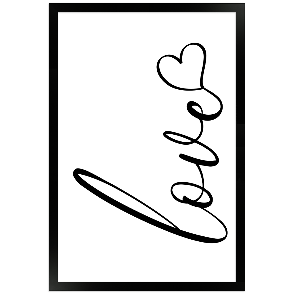 love - weißes Poster mit schwarzem Holzrahmen 30x45 cm