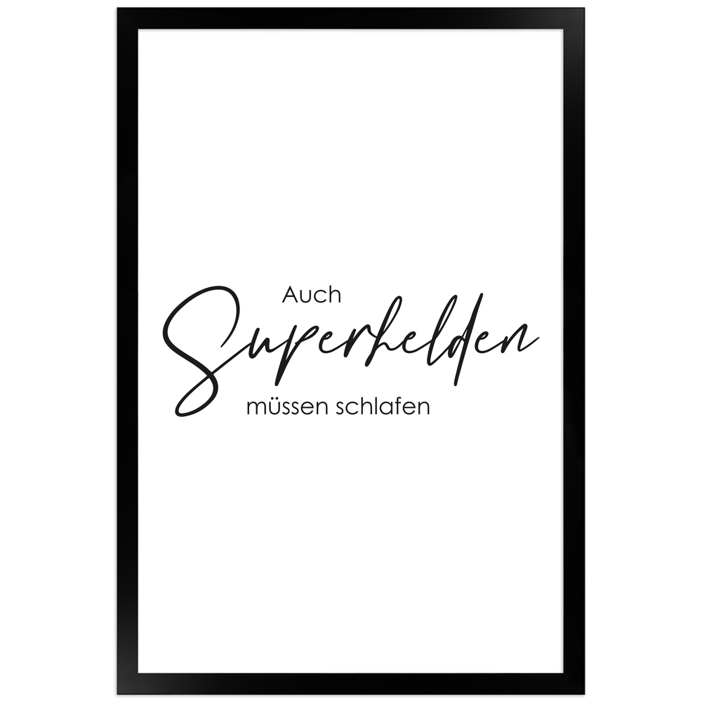 Superhelden - Sprüche Poster mit Rahmen in 30x45