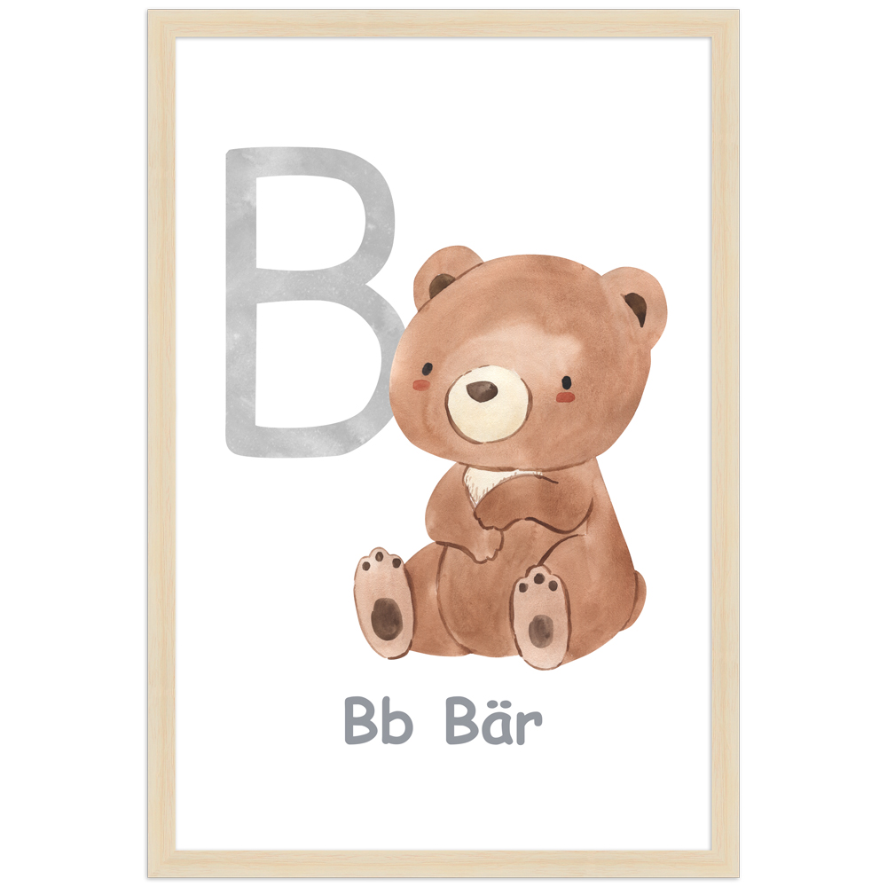 30x45 Poster des Buchstaben B mit Illustration eines Bären