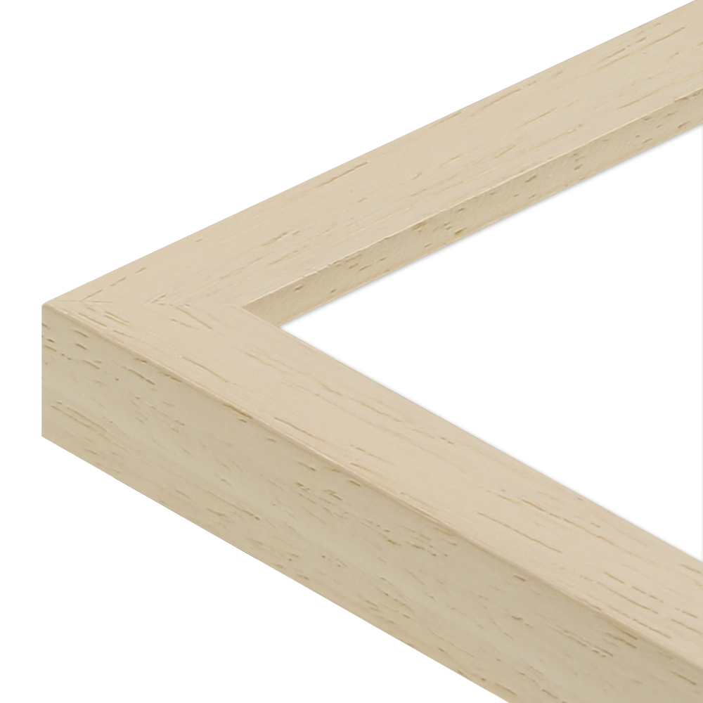Detailaufnahme eines Holzrahmen mit Alphabet Poster