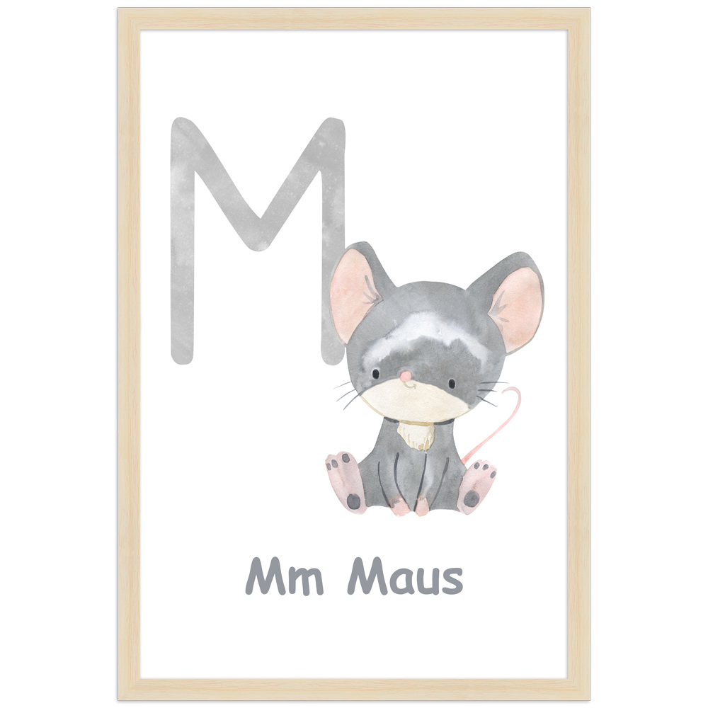 30x45 Poster des Buchstaben M mit Illustration einer Maus