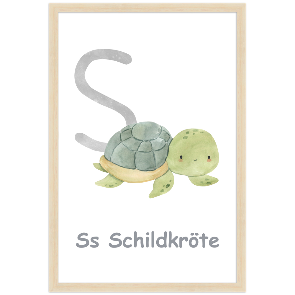 30x45 Poster des Buchstaben S mit Illustration einer Schildkröte