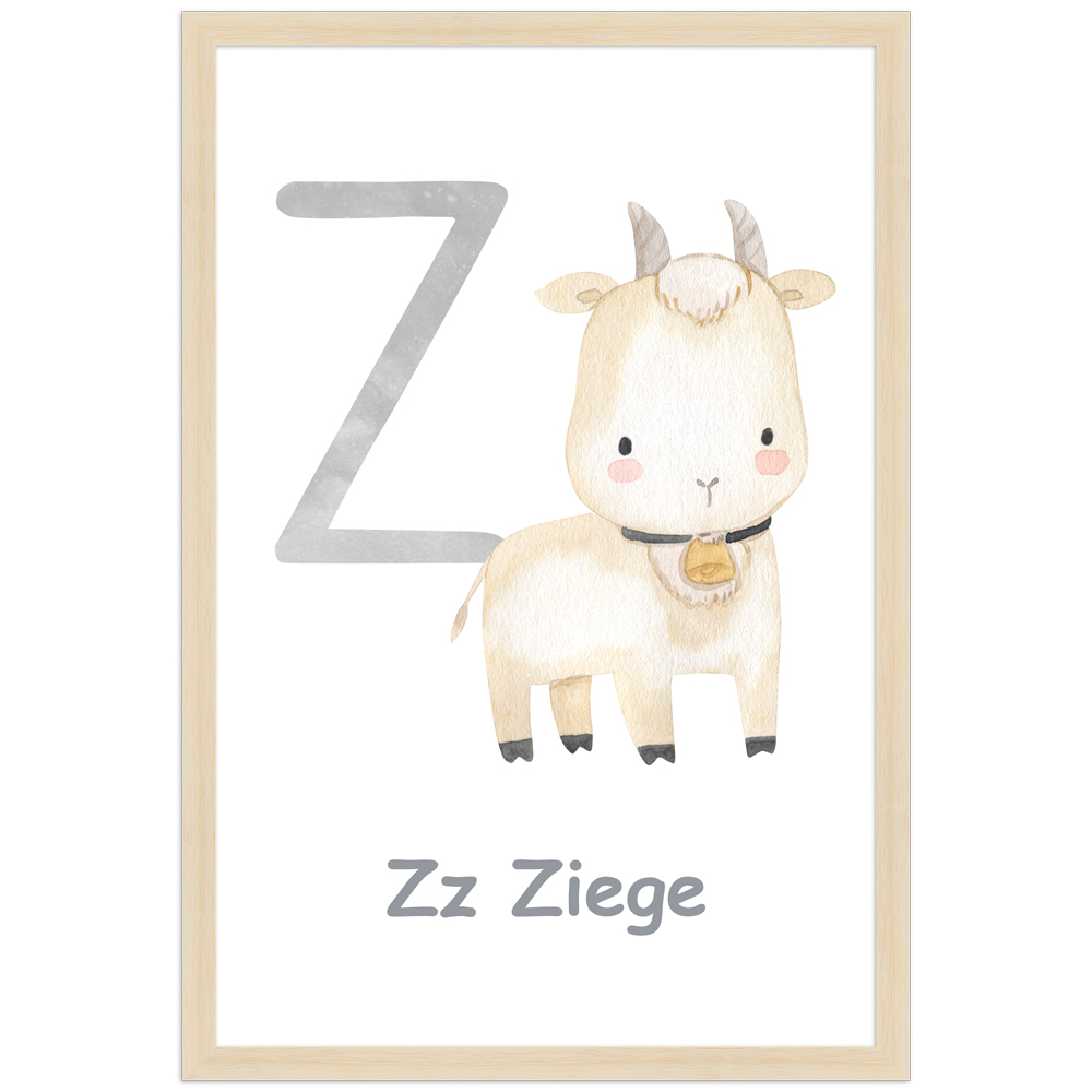 30x45 Poster des Buchstaben Z mit Illustration einer Ziege