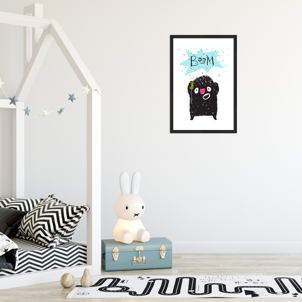 Kinderzimmer dekoriert mit 30x45 Poster "Monsterparty"