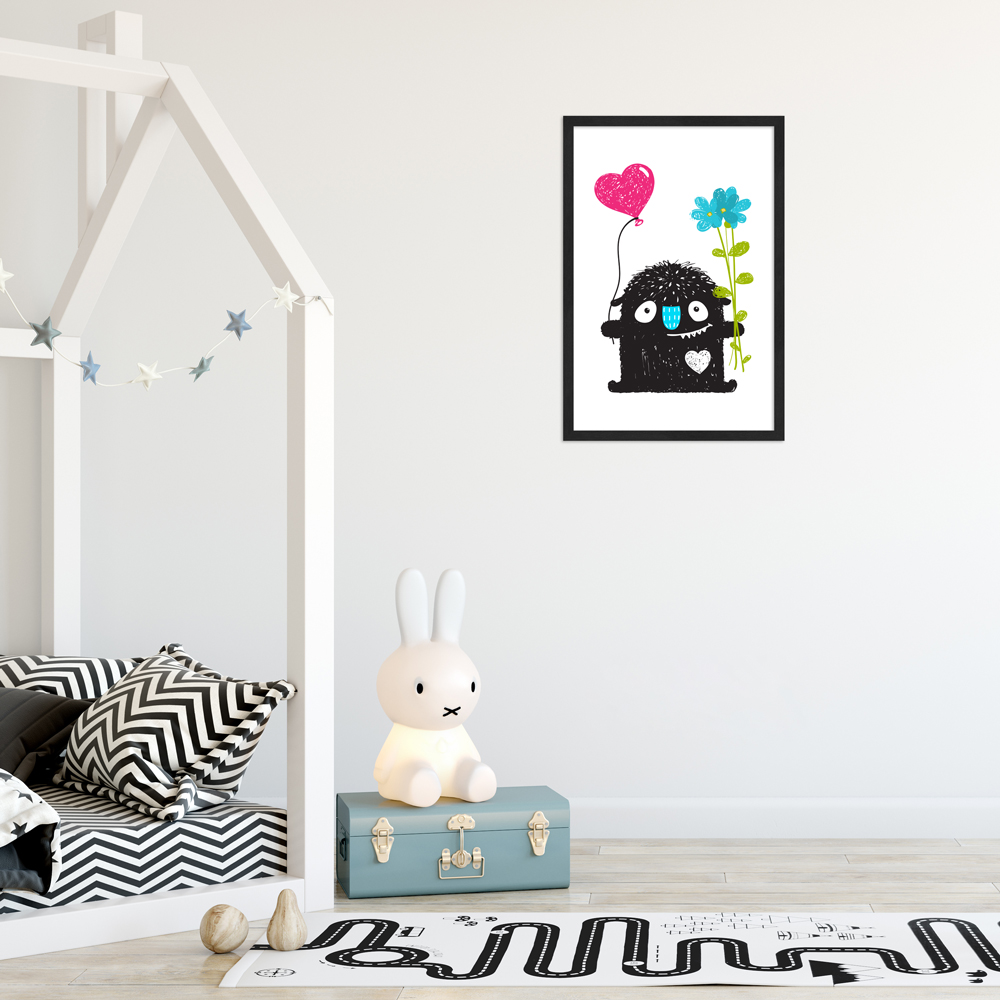 Kinderzimmer dekoriert mit 30x45 Poster "Fröhliches-Monsterchen"