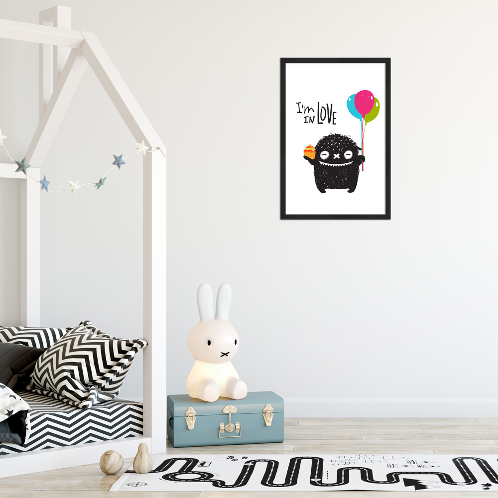 Kinderzimmer dekoriert mit 30x45 Poster "Monsterchen in Love"