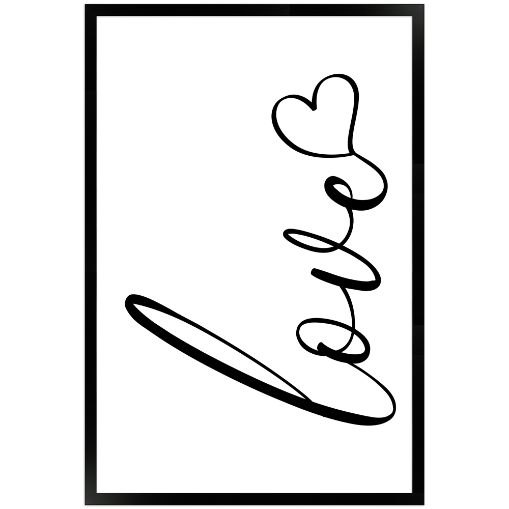 Love - weißes Poster mit schwarzem Holzrahmen 40x60 cm
