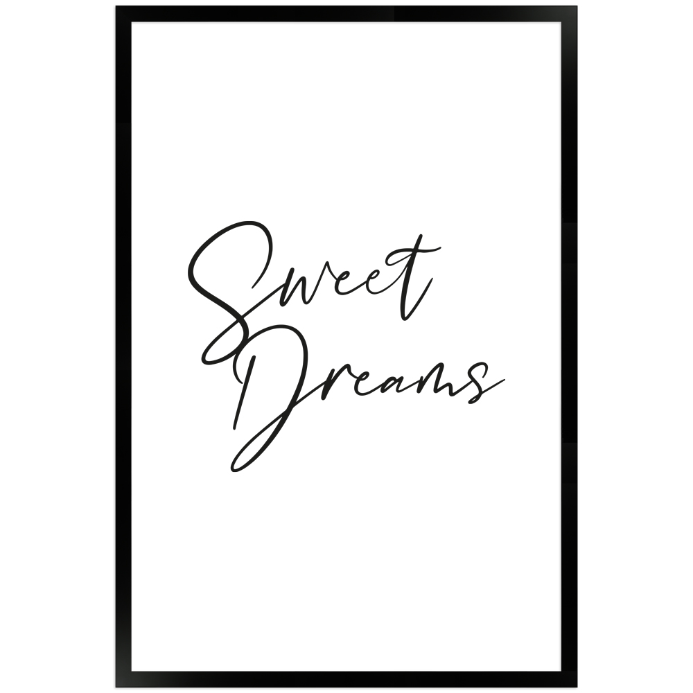 Sweet Dreams - gerahmtes Sprüche Poster in Weiß