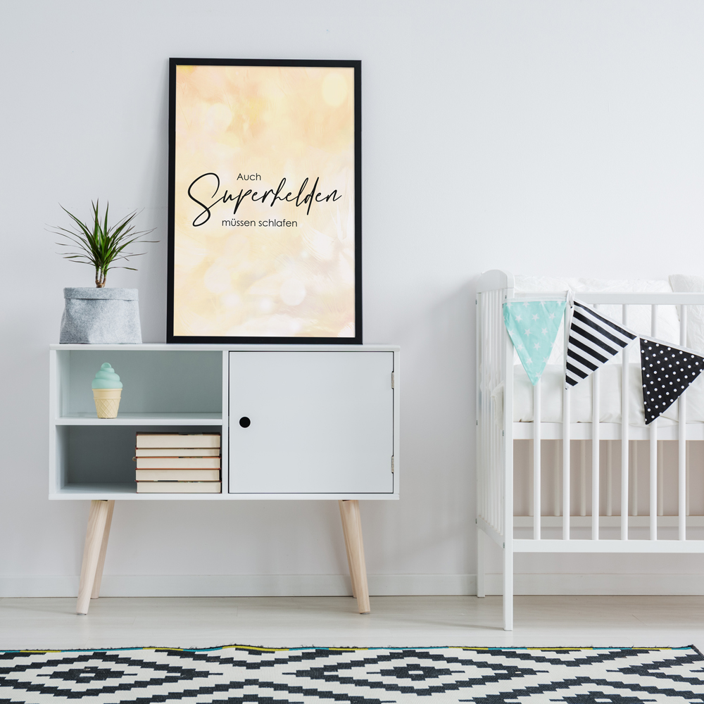 Kinderzimmer dekoriert mit 40x60 Poster "Superhelden"