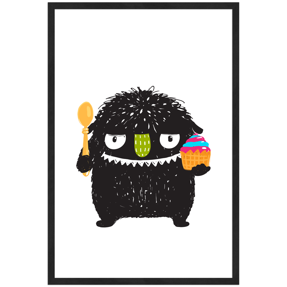 Monsterchen bäckt - 40x60 Poster mit Holzahmen