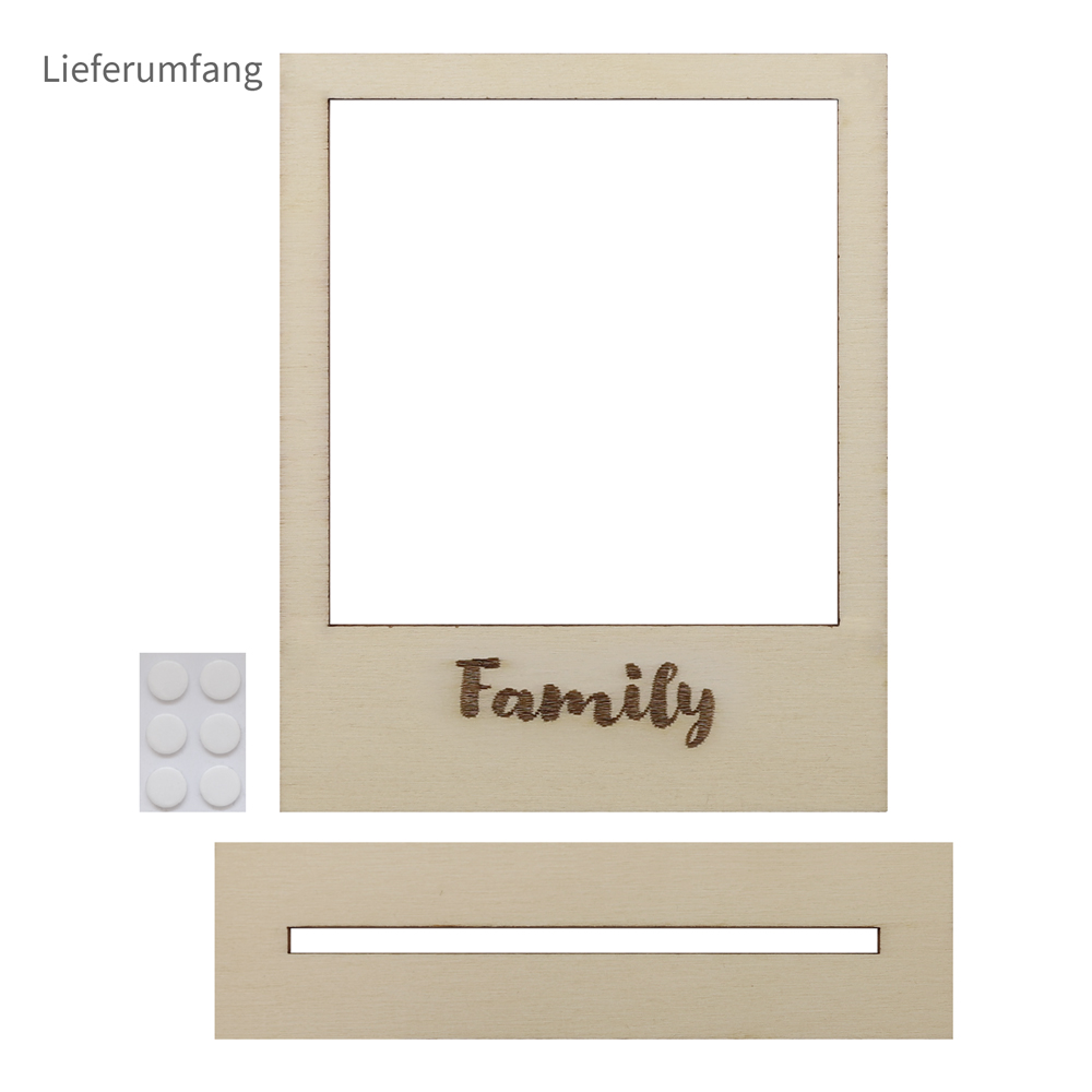 Family - Polaroid Holzrahmen Lieferbestandteile