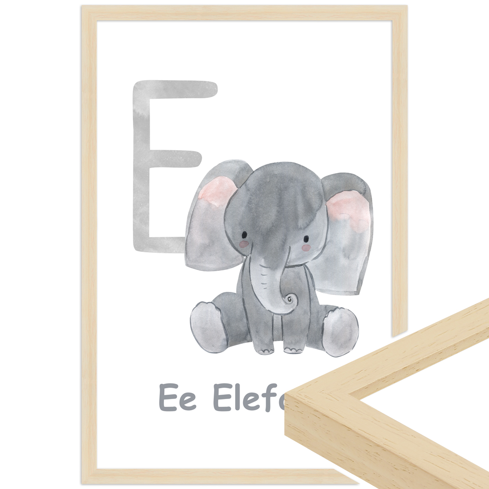 gerahmtes Poster | E - Elefant