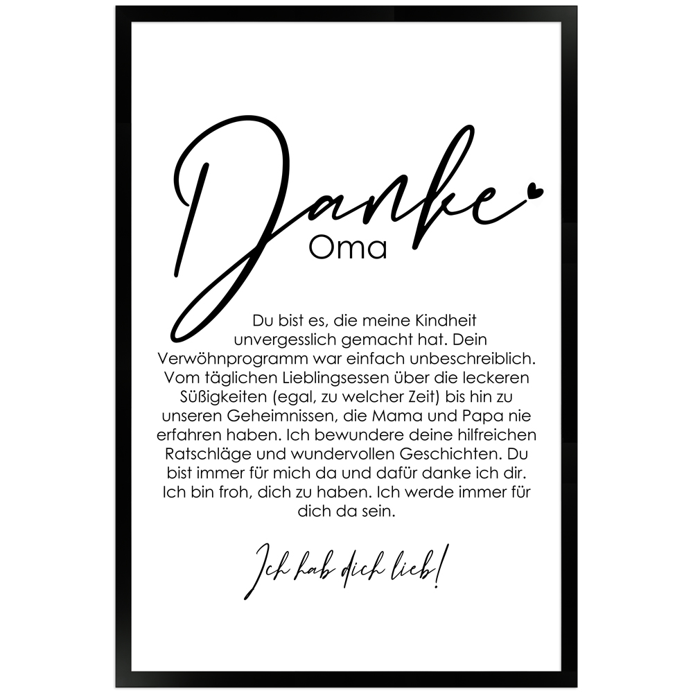 gerahmtes Poster | Danke Oma