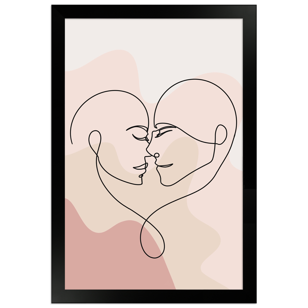 "Line Art Paar No 2" - 20x30 Poster mit Holzahmen