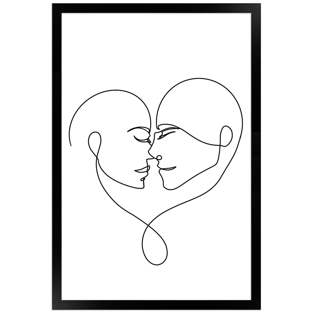 gerahmtes Poster | Line Art Paar