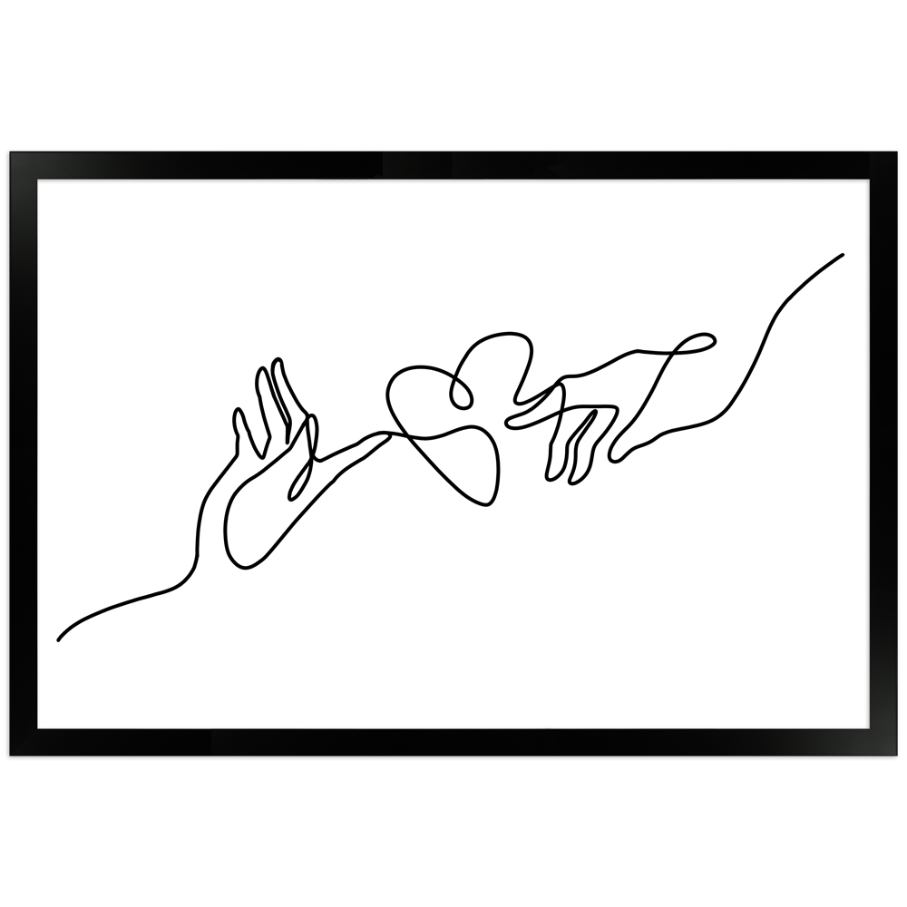 gerahmtes Poster für Valentinstag "Line Art Hände" 30x45 cm "Line Art Hände" - 30x45 Poster mit Holzahmen