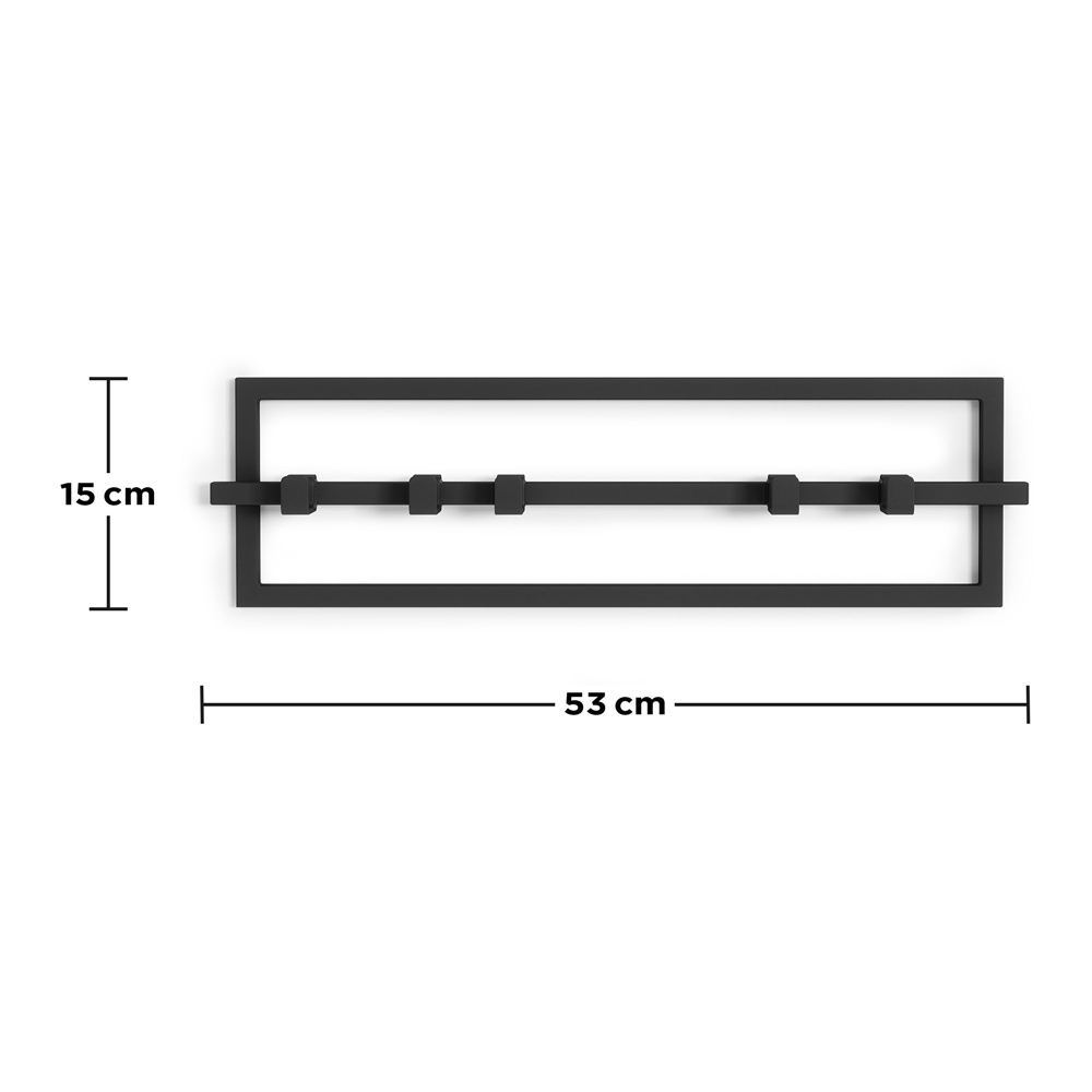 Maßangaben zur Wandgarderobe "Cubiko 5 Hook" in Schwarz