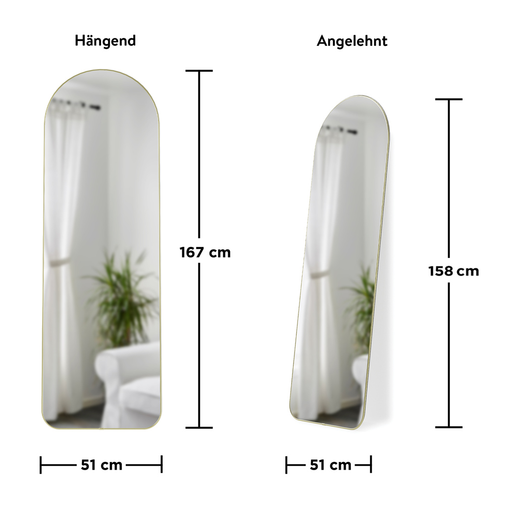 Detailbild - Spiegel zum Anlehnen/Aufhängen  in Gold Maßenangaben zu Spiegel zum Anlehen/Anhängen in Gold