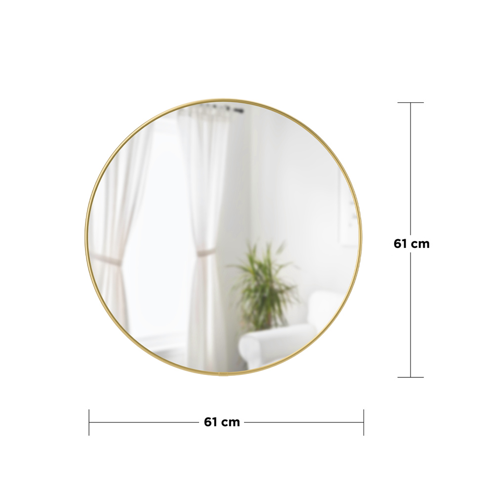 Runder Spiegel in der Farbe Gold Maßenangaben zum goldenen runden Spiegel