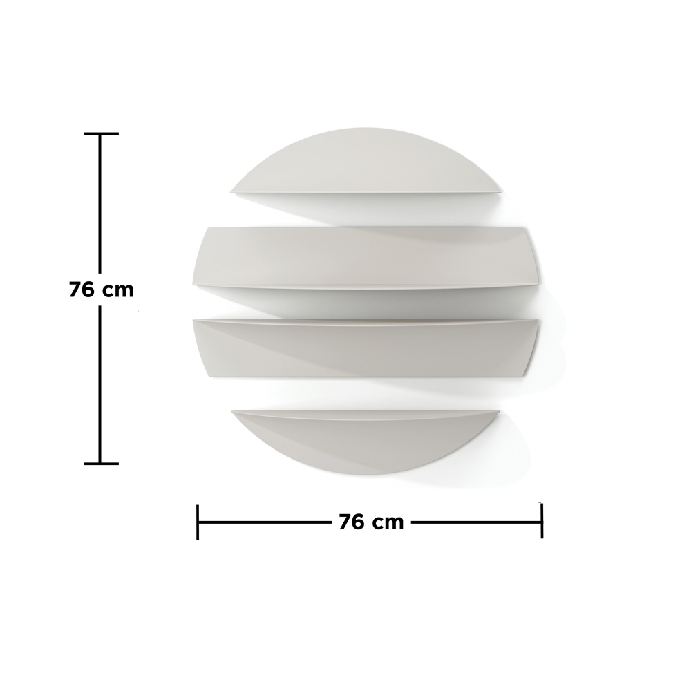 hellgraues Wandregal "Solis" Größe 76x76 cm Maßangaben zu hellgrauem Regal "Solis"