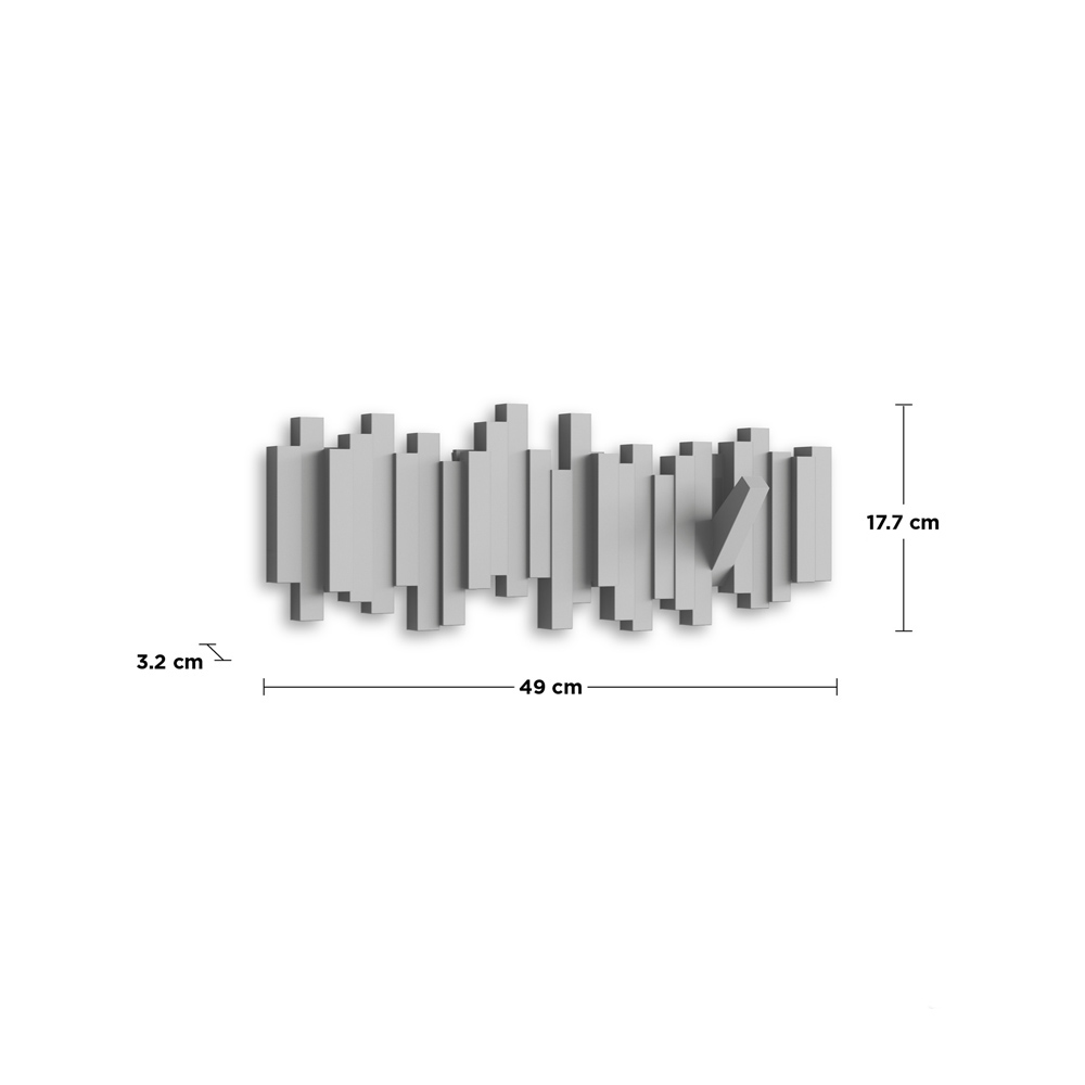 Maßangaben zur grauen Wandgarderobe "Sticks"